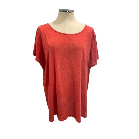 22/24 Cacique Womens Sleep Loungewear Tshirt Top Linen Blend Light Red - Picture 2 of 8